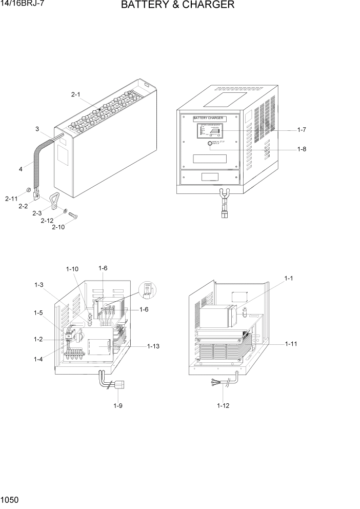 Схема запчастей Hyundai 14BRJ/16BRJ-7 - PAGE 1050 BATTERY AND CHARGER ЭЛЕКТРИЧЕСКАЯ СИСТЕМА