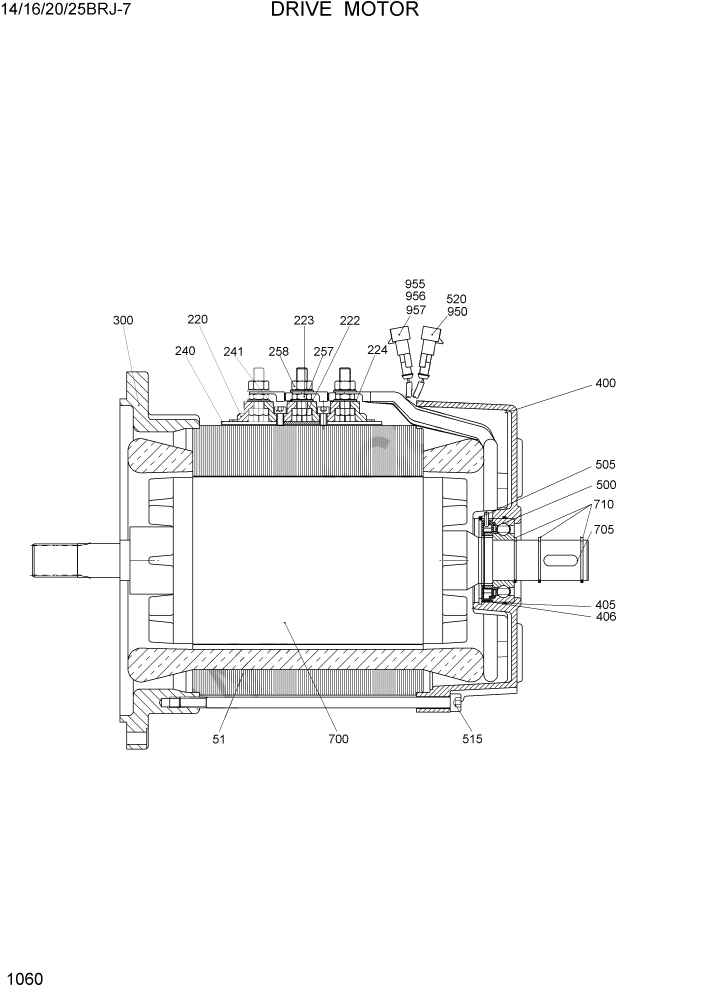 Схема запчастей Hyundai 14BRJ/16BRJ-7 - PAGE 1060 DRIVE MOTOR ЭЛЕКТРИЧЕСКАЯ СИСТЕМА