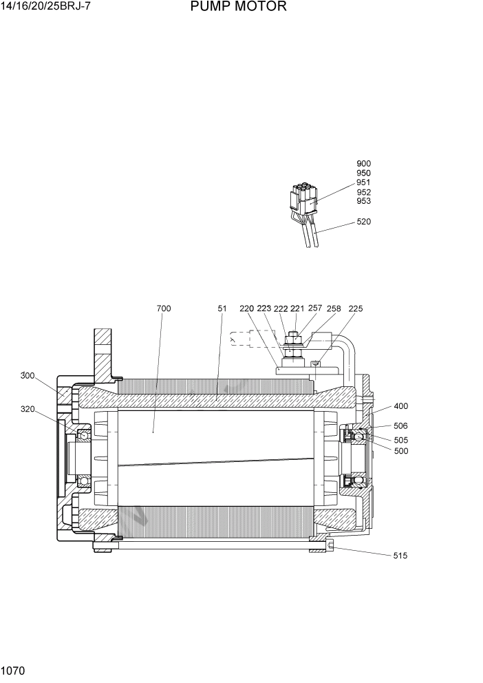 Схема запчастей Hyundai 14BRJ/16BRJ-7 - PAGE 1070 PUMP MOTOR ЭЛЕКТРИЧЕСКАЯ СИСТЕМА