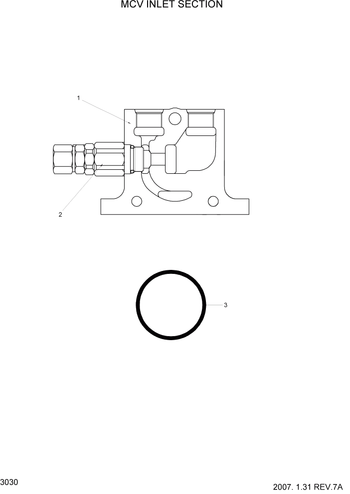 Схема запчастей Hyundai HBR14/HBR15/HBR18-7 - PAGE 3030 MCV INLET SECTION ГИДРАВЛИЧЕСКИЕ КОМПОНЕНТЫ