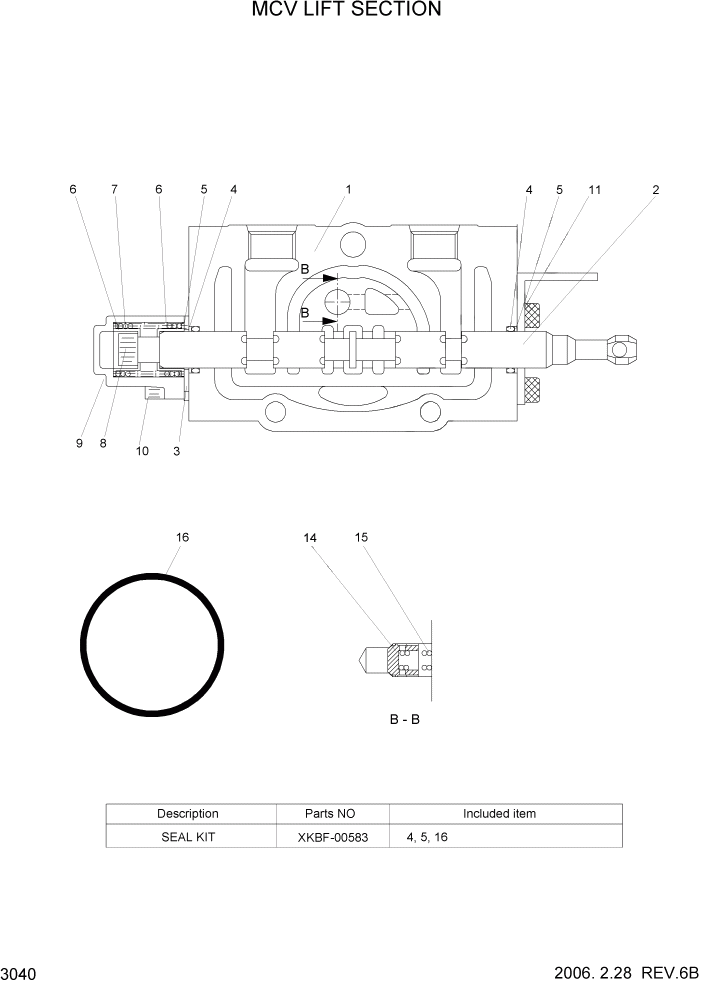 Схема запчастей Hyundai HBR14/HBR15/HBR18-7 - PAGE 3040 MCV LIFT SECTION ГИДРАВЛИЧЕСКИЕ КОМПОНЕНТЫ