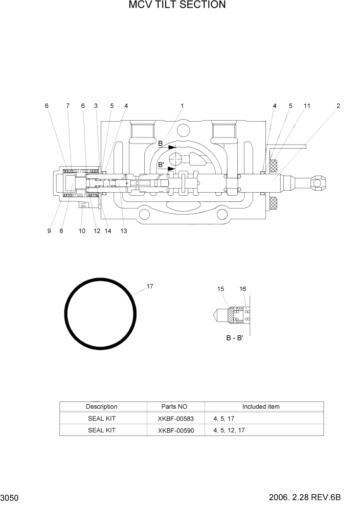Схема запчастей Hyundai HBR14/HBR15/HBR18-7 - PAGE 3050 MCV TILT SECTION ГИДРАВЛИЧЕСКИЕ КОМПОНЕНТЫ