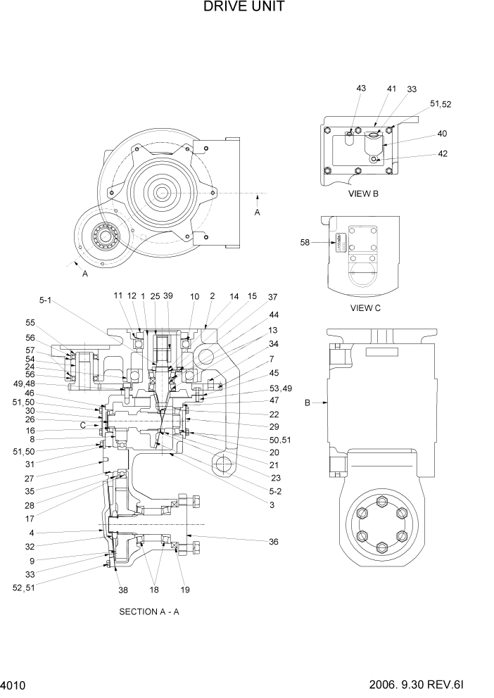 Схема запчастей Hyundai HBR14/HBR15/HBR18-7 - PAGE 4010 DRIVE UNIT СИЛОВАЯ СИСТЕМА