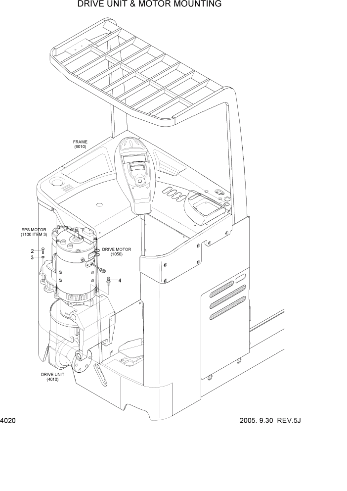 Схема запчастей Hyundai HBR14/HBR15/HBR18-7 - PAGE 4020 DRIVE UNIT & MOTOR MOUNTING СИЛОВАЯ СИСТЕМА