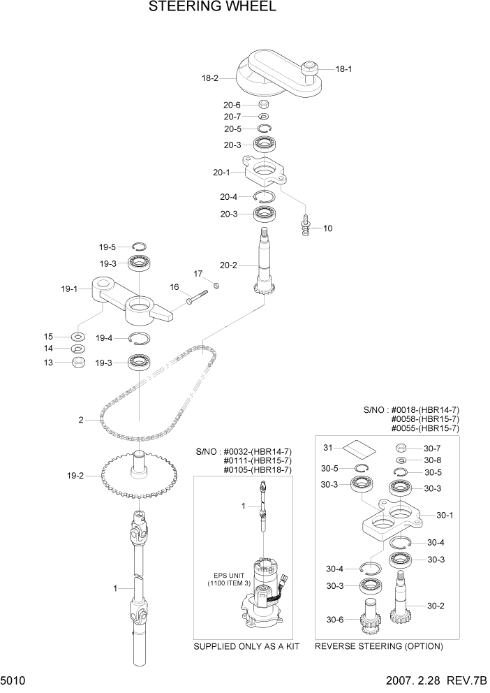 Схема запчастей Hyundai HBR14/HBR15/HBR18-7 - PAGE 5010 STEERING LINKAGE СИСТЕМА УПРАВЛЕНИЯ