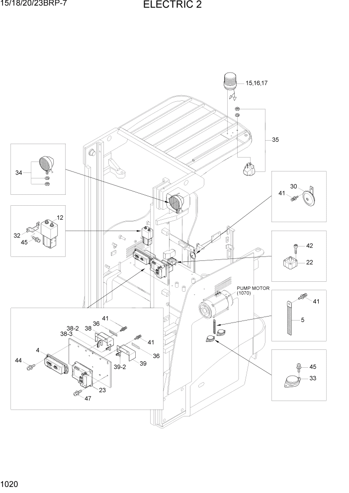 Схема запчастей Hyundai 15/18/20/23BRP-7 - PAGE 1020 ELECTRIC 2 ЭЛЕКТРИЧЕСКАЯ СИСТЕМА