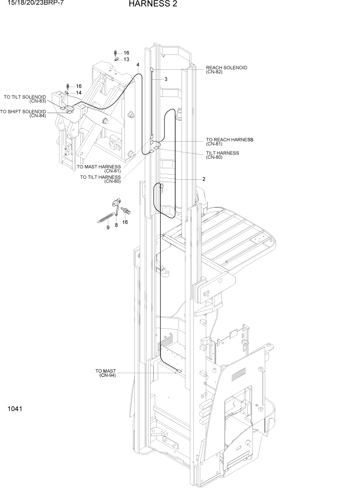 Схема запчастей Hyundai 15/18/20/23BRP-7 - PAGE 1041 HARNESS 2 ЭЛЕКТРИЧЕСКАЯ СИСТЕМА