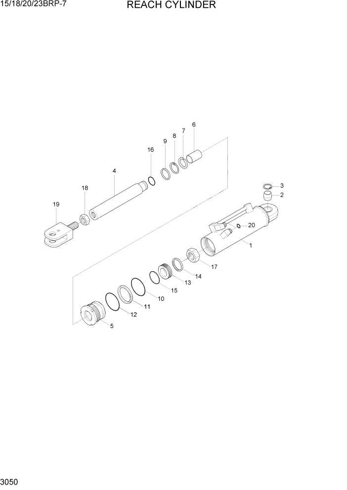 Схема запчастей Hyundai 15/18/20/23BRP-7 - PAGE 3050 REACH CYLINDER ГИДРАВЛИЧЕСКИЕ КОМПОНЕНТЫ
