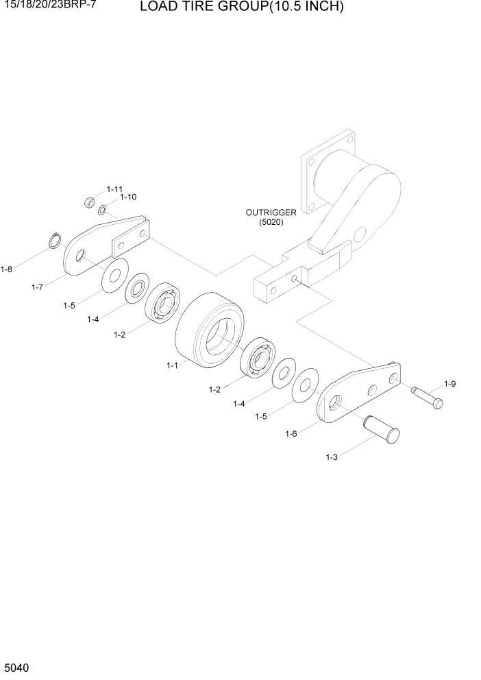 Схема запчастей Hyundai 15/18/20/23BRP-7 - PAGE 5040 LOAD TIRE GROUP(10.5 INCH) СИСТЕМА УПРАВЛЕНИЯ