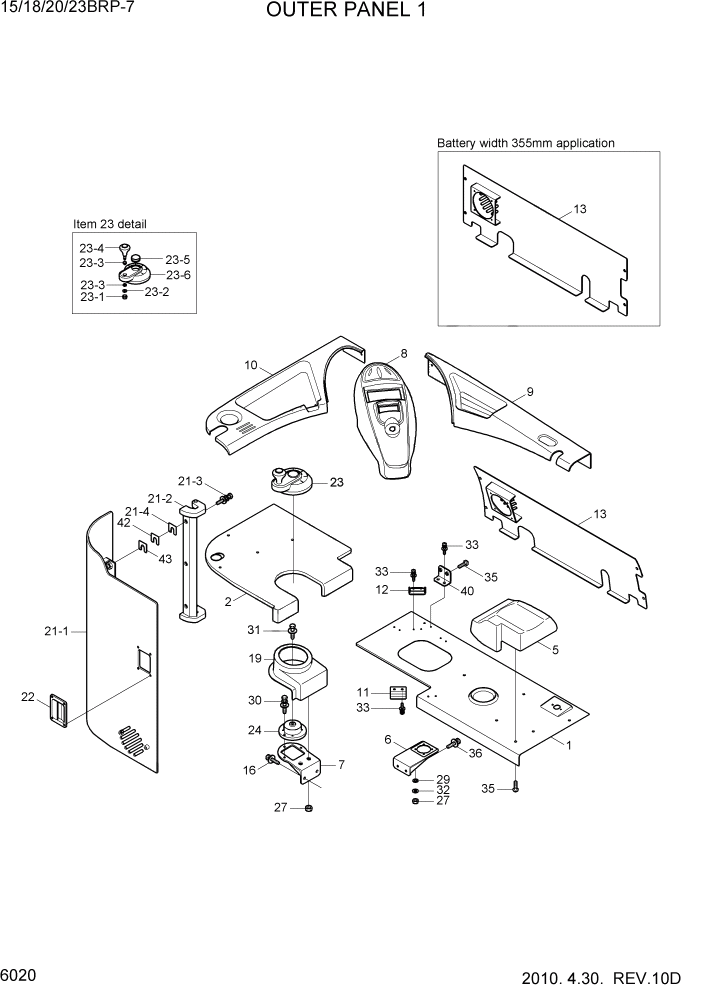 Схема запчастей Hyundai 15/18/20/23BRP-7 - PAGE 6020 OUTER PANEL 1 СТРУКТУРА