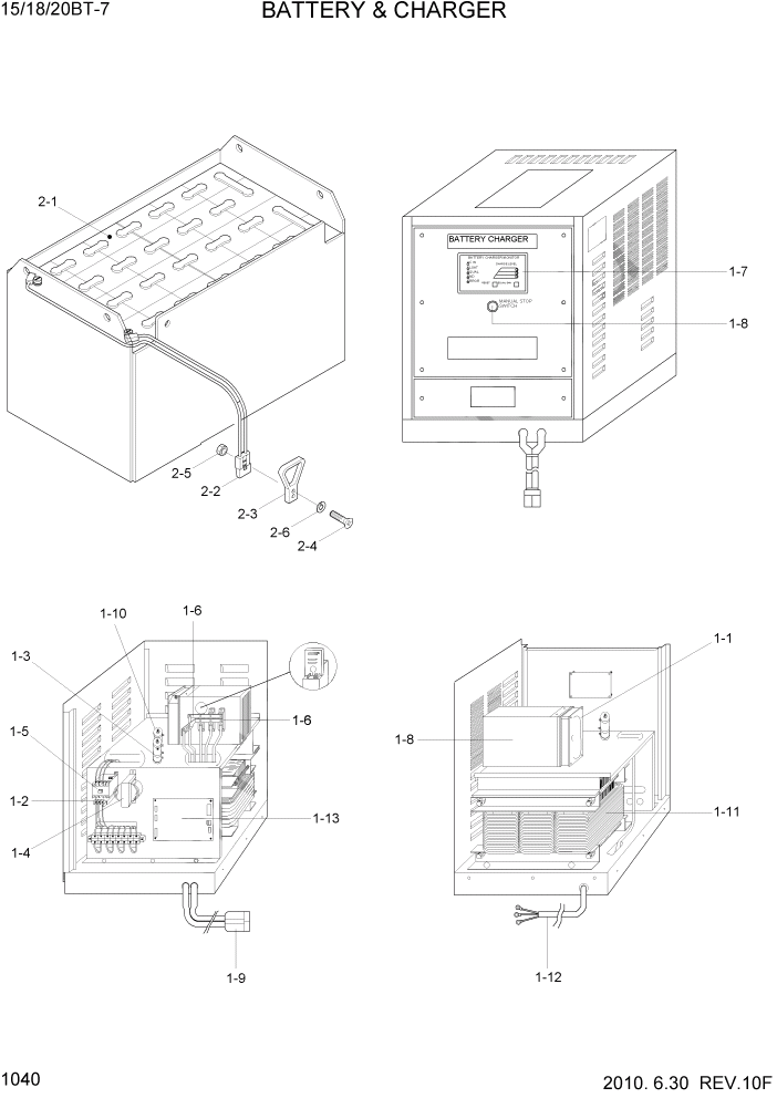 Схема запчастей Hyundai 15/18/20BT - PAGE 1040 BATTERY & CHARGER ЭЛЕКТРИЧЕСКАЯ СИСТЕМА