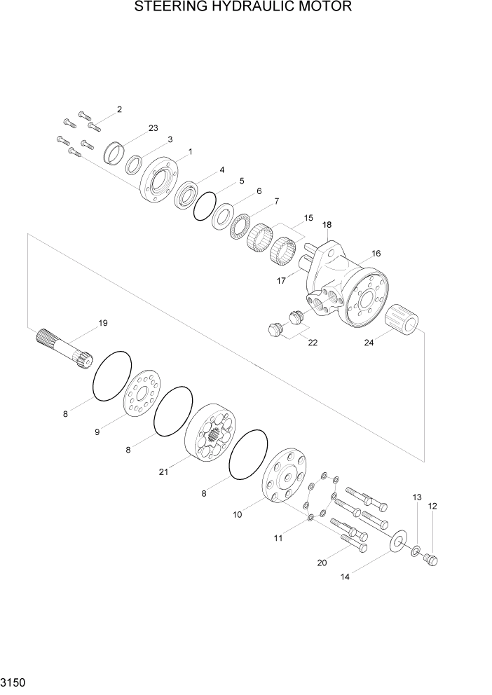 Схема запчастей Hyundai 15/18/20BT - PAGE 3150 STEERING HYDRAULIC MOTOR ГИДРАВЛИЧЕСКИЕ КОМПОНЕНТЫ