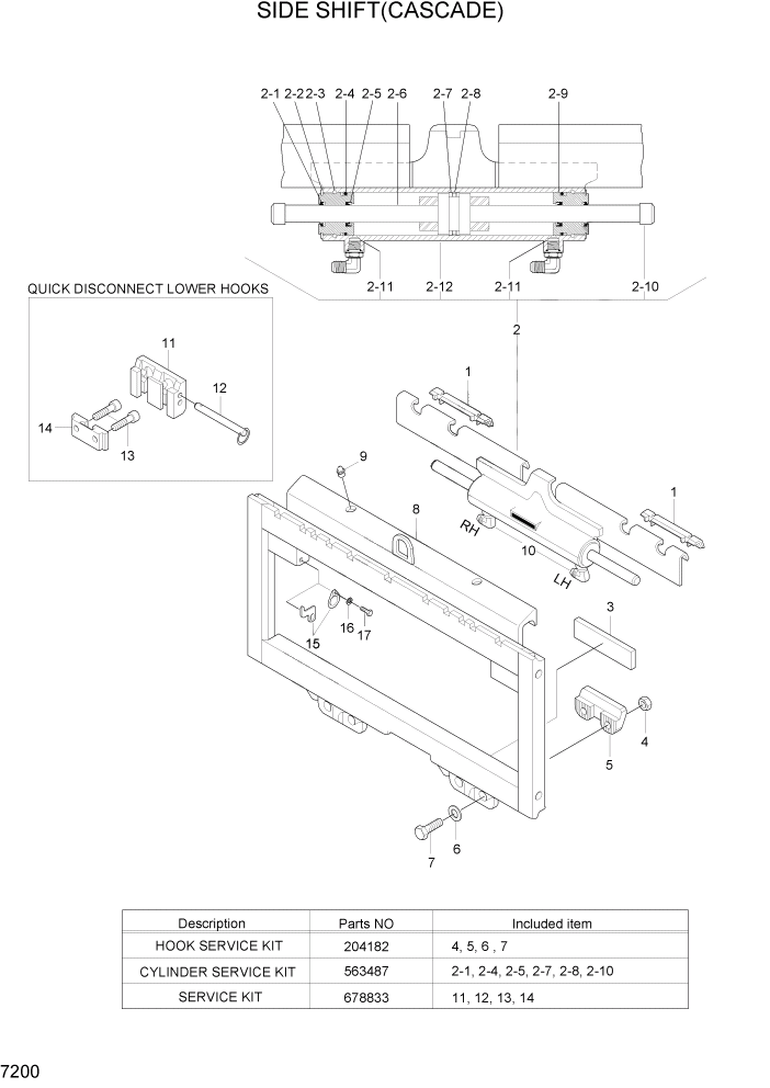 Схема запчастей Hyundai 15/18/20BT - PAGE 7200 SIDE SHIFT(CASCADE) РАБОЧЕЕ ОБОРУДОВАНИЕ