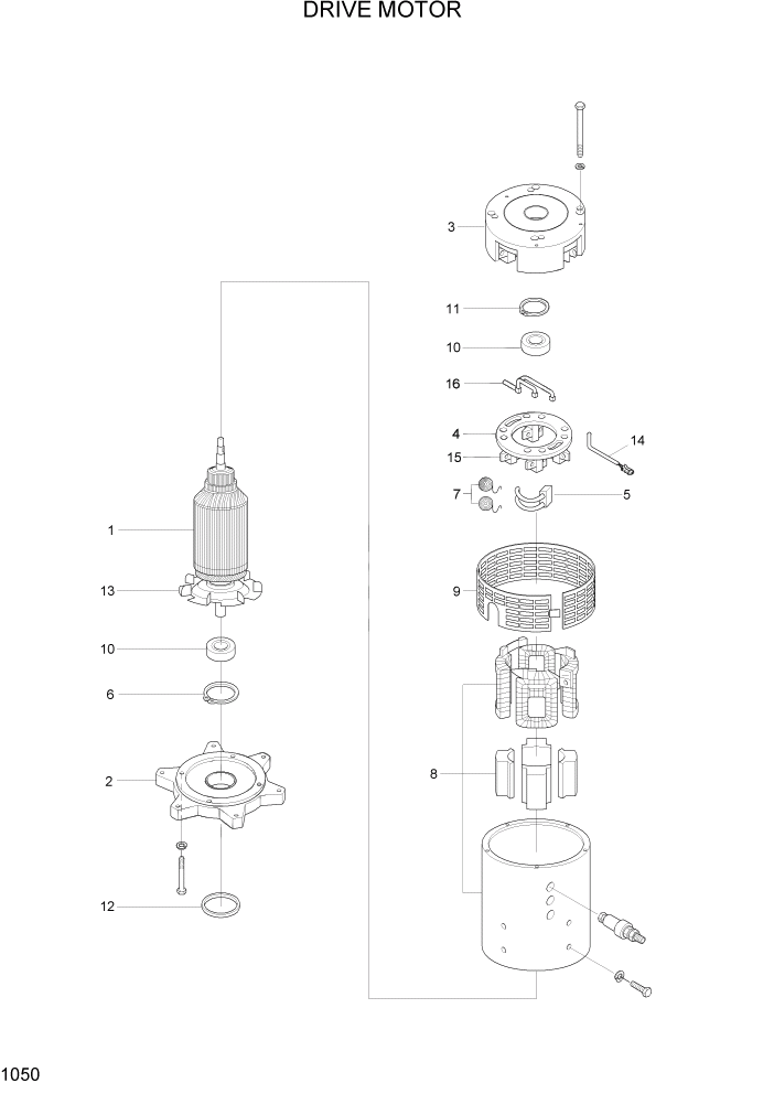 Схема запчастей Hyundai 15P/15P-7/40T/40T-7 - PAGE 1050 DRIVE MOTOR ЭЛЕКТРИЧЕСКАЯ СИСТЕМА