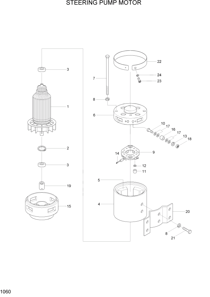 Схема запчастей Hyundai 15P/15P-7/40T/40T-7 - PAGE 1060 STEERING PUMP MOTOR ЭЛЕКТРИЧЕСКАЯ СИСТЕМА