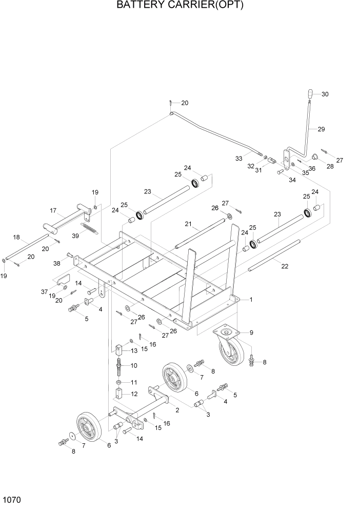 Схема запчастей Hyundai 15P/15P-7/40T/40T-7 - PAGE 1070 BATTERY CARRIER(OPT) ЭЛЕКТРИЧЕСКАЯ СИСТЕМА