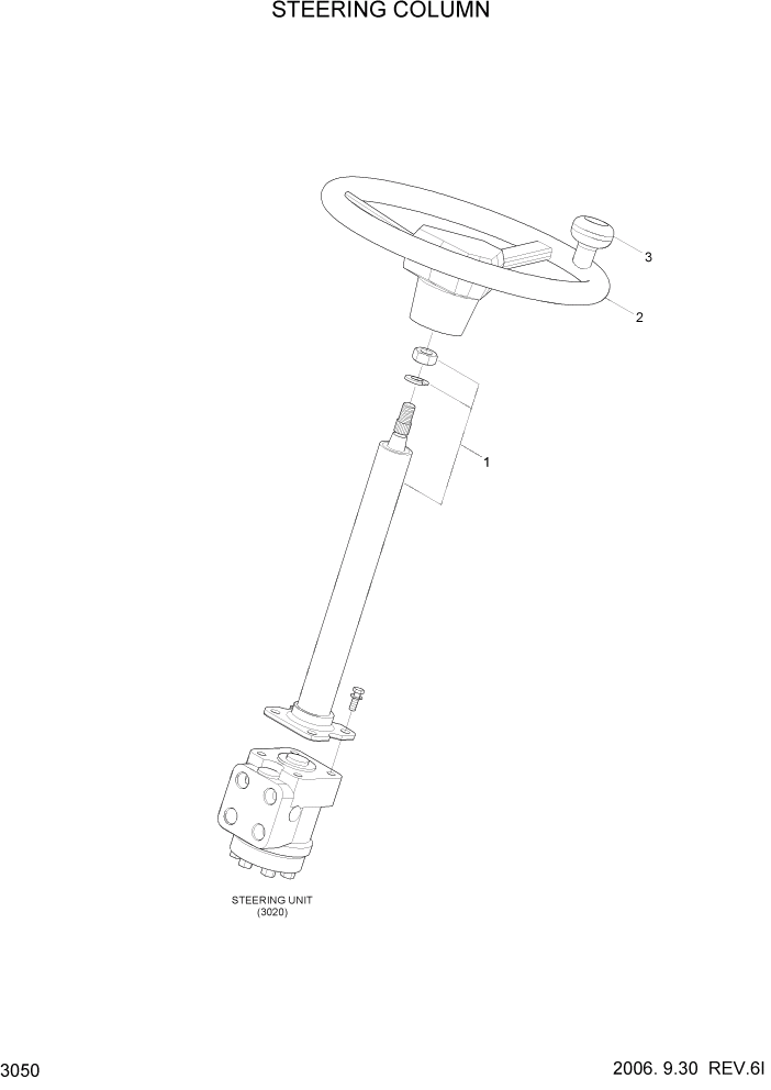 Схема запчастей Hyundai 15P/15P-7/40T/40T-7 - PAGE 3050 STEERING COLUMN РЕГУЛИРОВАНИЕ & РУЛЕВАЯ СИСТЕМА