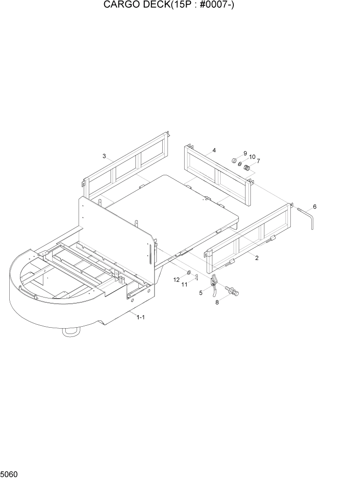 Схема запчастей Hyundai 15P/15P-7/40T/40T-7 - PAGE 5060 CARGO DECK(15P ONLY:#0007-) РАМА & КОРПУС