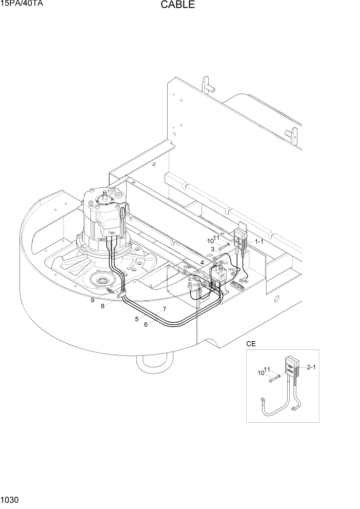 Схема запчастей Hyundai 15PA/40TA - PAGE 1030 CABLE ЭЛЕКТРИЧЕСКАЯ СИСТЕМА