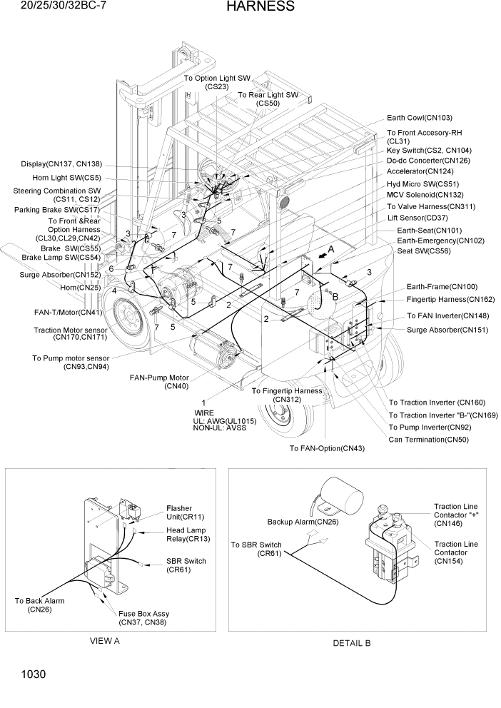 Схема запчастей Hyundai 20BC-7 - PAGE 1030 HARNESS ЭЛЕКТРИЧЕСКАЯ СИСТЕМА