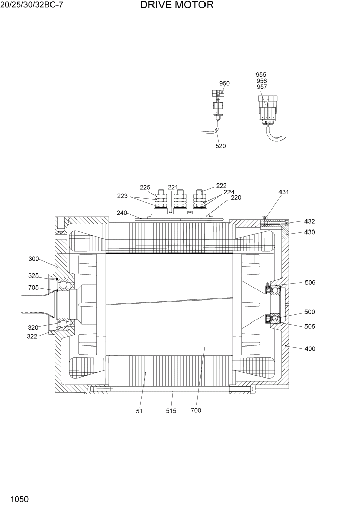 Схема запчастей Hyundai 20BC-7 - PAGE 1050 DRIVE MOTOR ЭЛЕКТРИЧЕСКАЯ СИСТЕМА