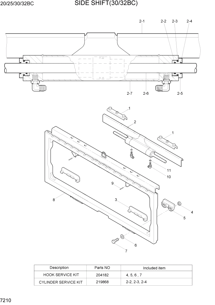 Схема запчастей Hyundai 20BC-7 - PAGE 7210 SIDE SHIFT(CASCADE, 30/32BC) РАБОЧЕЕ ОБОРУДОВАНИЕ