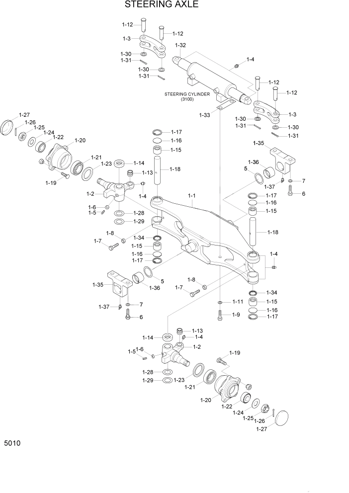 Схема запчастей Hyundai 20/25/30BH-7 - PAGE 5010 STEERING AXLE РУЛЕВОЕ & СИСТЕМА УПРАВЛЕНИЯ