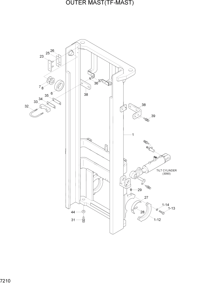 Схема запчастей Hyundai 20/25/30BH-7 - PAGE 7210 OUTER MAST(TF-MAST) РАБОЧЕЕ ОБОРУДОВАНИЕ
