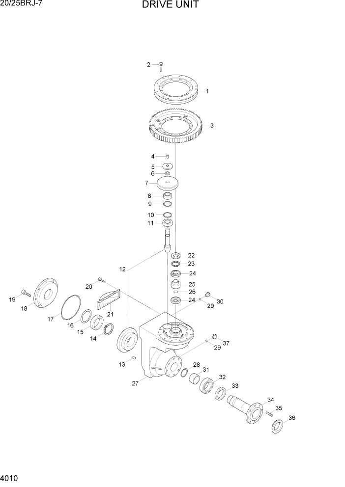 Схема запчастей Hyundai 20/25BRJ-7 - PAGE 4010 DRIVE UNIT СИЛОВАЯ СИСТЕМА