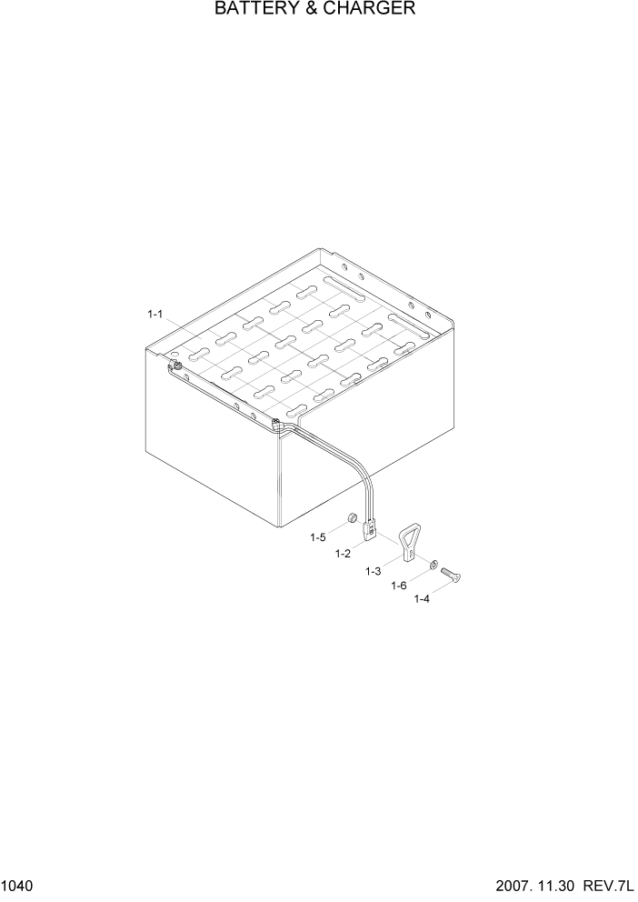 Схема запчастей Hyundai HBF20/HBF25/HBF30C-7 - PAGE 1040 BATTERY ЭЛЕКТРИЧЕСКАЯ СИСТЕМА