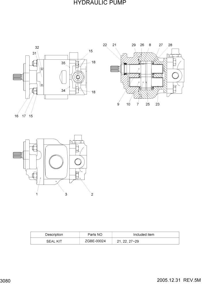 Схема запчастей Hyundai HBF20/HBF25/HBF30C-7 - PAGE 3080 HYDRAULIC PUMP ГИДРАВЛИЧЕСКИЕ КОМПОНЕНТЫ