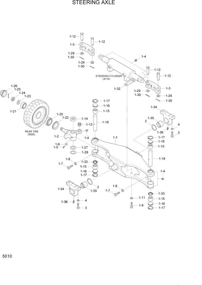 Схема запчастей Hyundai HBF20/HBF25/HBF30C-7 - PAGE 5010 STEERING AXLE РУЛЕВОЕ & СИСТЕМА УПРАВЛЕНИЯ