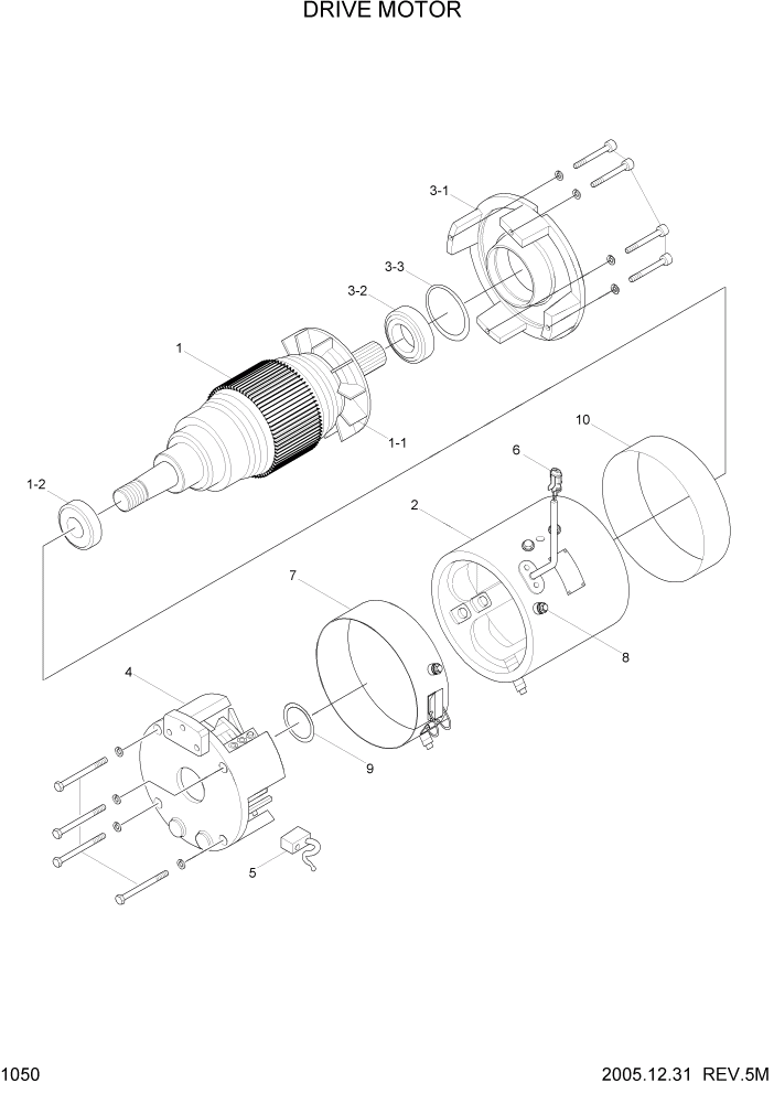 Схема запчастей Hyundai HBR20/HBR25-7 - PAGE 1050 DRIVE MOTOR ЭЛЕКТРИЧЕСКАЯ СИСТЕМА