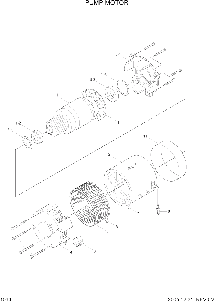 Схема запчастей Hyundai HBR20/HBR25-7 - PAGE 1060 PUMP MOTOR ЭЛЕКТРИЧЕСКАЯ СИСТЕМА