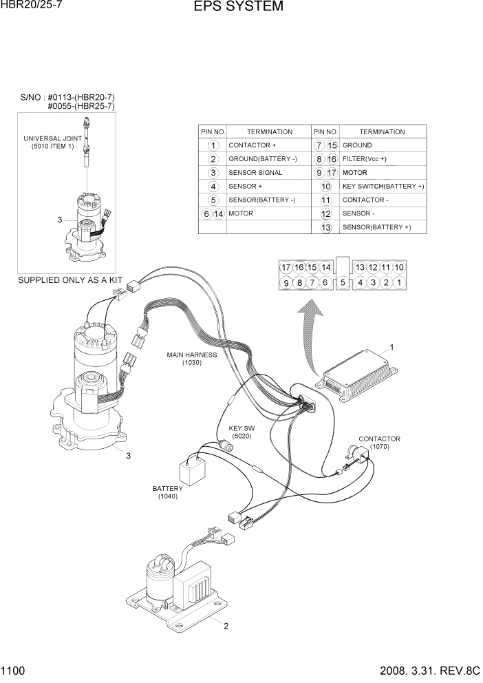 Схема запчастей Hyundai HBR20/HBR25-7 - PAGE 1100 EPS SYSTEM ЭЛЕКТРИЧЕСКАЯ СИСТЕМА