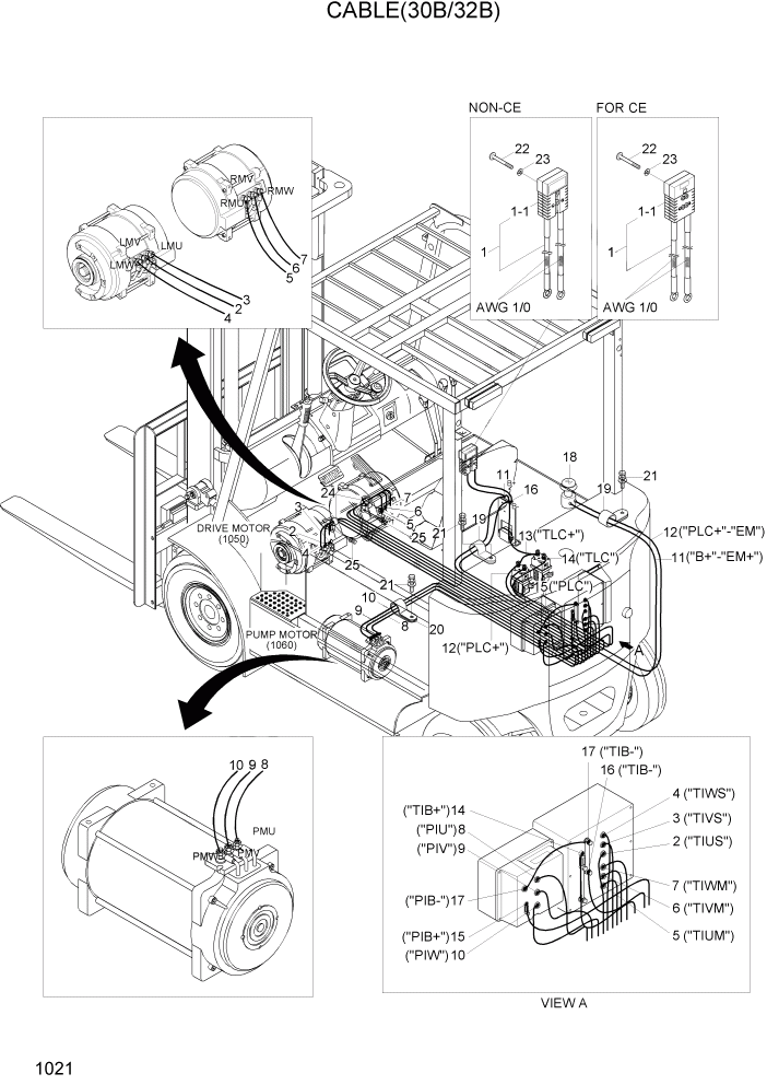 Схема запчастей Hyundai 22/25/30/32B-7 - PAGE 1021 CABLE(30B/32B) ЭЛЕКТРИЧЕСКАЯ СИСТЕМА