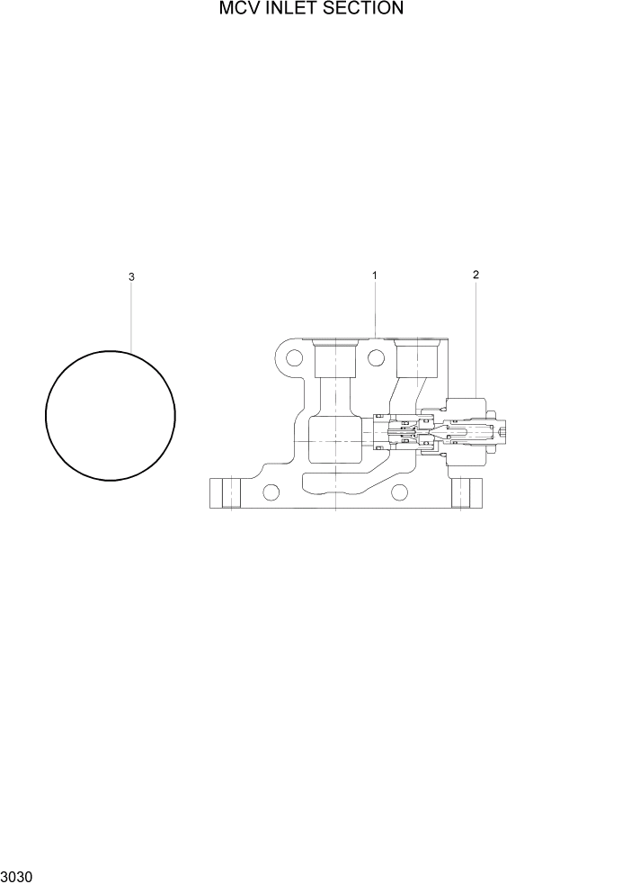 Схема запчастей Hyundai 22/25/30/32B-7 - PAGE 3030 MCV INLET SECTION ГИДРАВЛИЧЕСКИЕ КОМПОНЕНТЫ