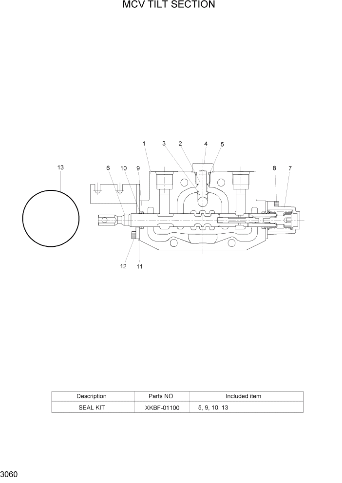 Схема запчастей Hyundai 22/25/30/32B-7 - PAGE 3060 MCV TILT SECTION ГИДРАВЛИЧЕСКИЕ КОМПОНЕНТЫ