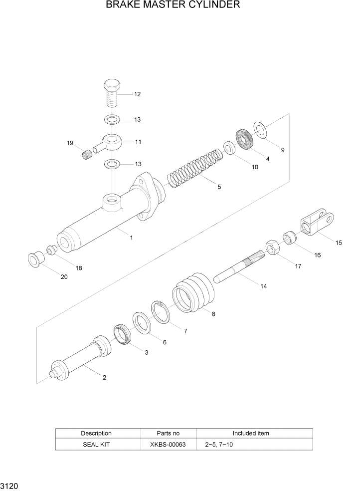 Схема запчастей Hyundai 22/25/30/32B-7 - PAGE 3120 BRAKE MASTER CYLINDER ГИДРАВЛИЧЕСКИЕ КОМПОНЕНТЫ