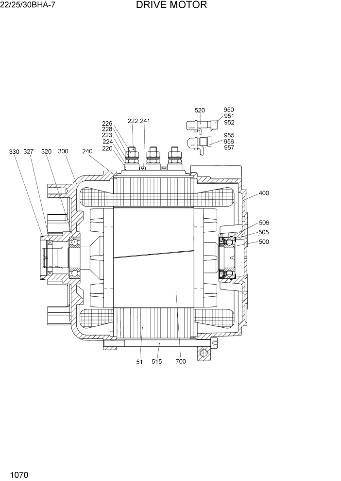 Схема запчастей Hyundai 22/25/30BHA-7 - PAGE 1070 DRIVE MOTOR ЭЛЕКТРИЧЕСКАЯ СИСТЕМА