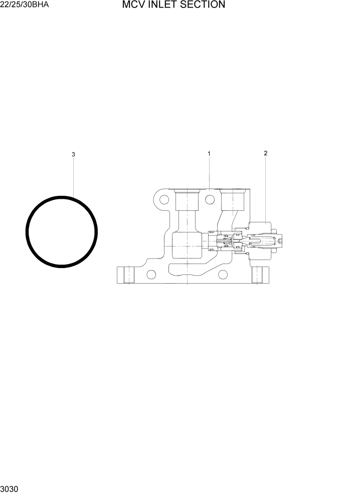 Схема запчастей Hyundai 22/25/30BHA-7 - PAGE 3030 MCV INLET SECTION ГИДРАВЛИЧЕСКИЕ КОМПОНЕНТЫ