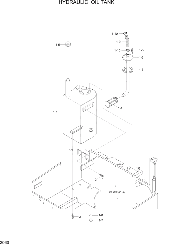 Схема запчастей Hyundai HBF15/HBF18T-5 - PAGE 2060 HYDRAULIC OIL TANK ГИДРАВЛИЧЕСКАЯ СИСТЕМА