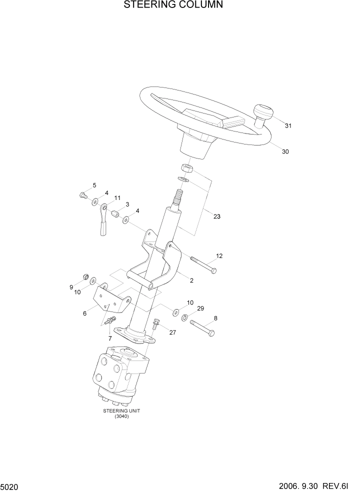 Схема запчастей Hyundai HBF15/HBF18T-5 - PAGE 5020 STEERING COLUMN РУЛЕВОЕ & СИСТЕМА УПРАВЛЕНИЯ