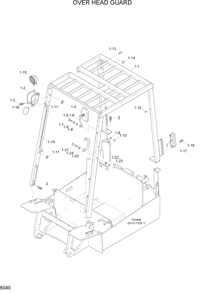Схема запчастей Hyundai HBF15/HBF18T-5 - PAGE 6040 OVER HEAD GUARD СТРУКТУРА