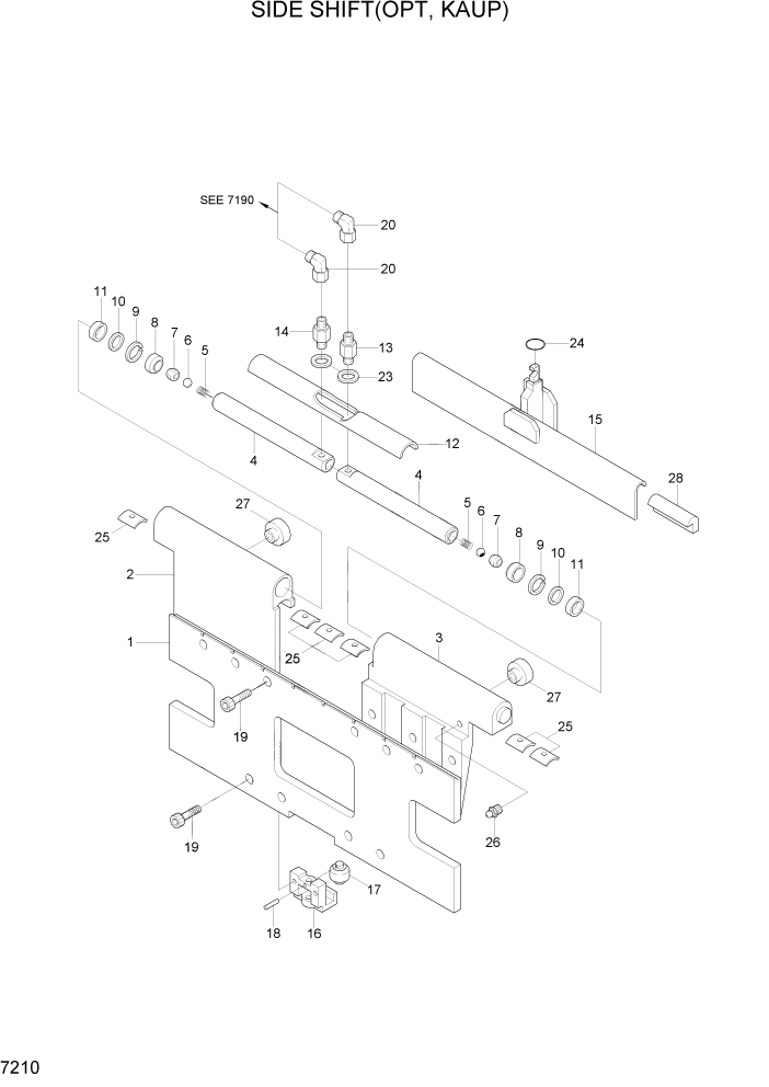 Схема запчастей Hyundai HBF15/HBF18T-5 - PAGE 7210 SIDE SHIFT(OPT, KAUP) РАБОЧЕЕ ОБОРУДОВАНИЕ