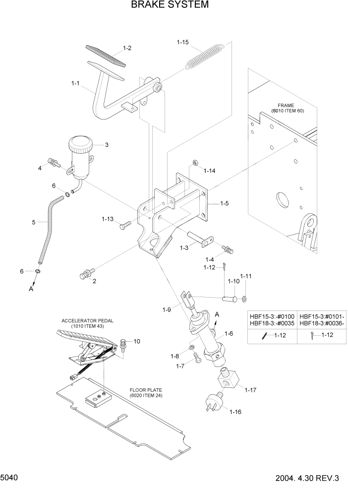 Схема запчастей Hyundai HBF15/HBF18-3 - PAGE 5040 BRAKE SYSTEM РУЛЕВОЕ & СИСТЕМА УПРАВЛЕНИЯ