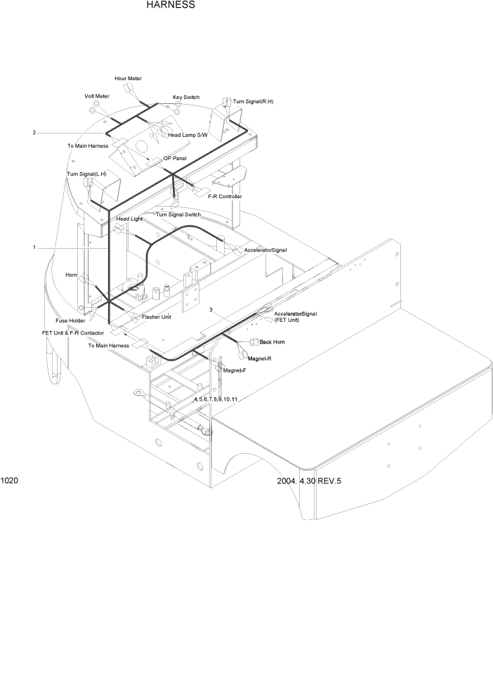 Схема запчастей Hyundai HBP15 - PAGE 1020 HARNESS ЭЛЕКТРИЧЕСКАЯ СИСТЕМА