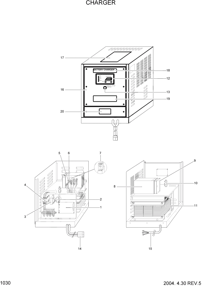 Схема запчастей Hyundai HBP15 - PAGE 1030 CHARGER ЭЛЕКТРИЧЕСКАЯ СИСТЕМА