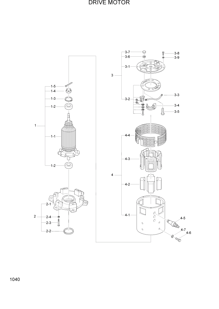 Схема запчастей Hyundai HBP15 - PAGE 1040 DRIVE MOTOR ЭЛЕКТРИЧЕСКАЯ СИСТЕМА