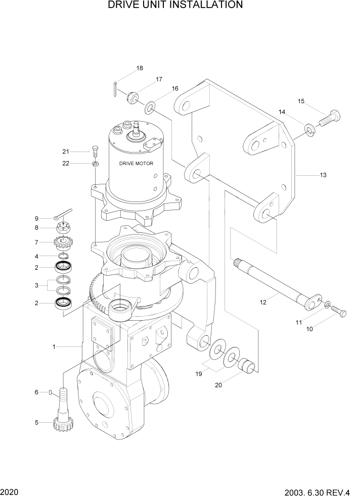Схема запчастей Hyundai HBP15 - PAGE 2020 DRIVE UNIT INSTALLATION СИЛОВАЯ СИСТЕМА